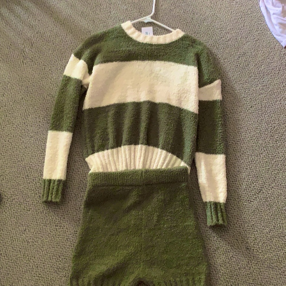 matching short and sweater set